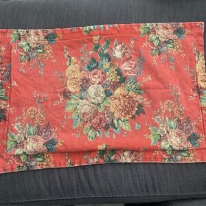 RALPH Lauren AYLESBURY KING Pillow SHAM Vintage RED Barkcloth FLORAL